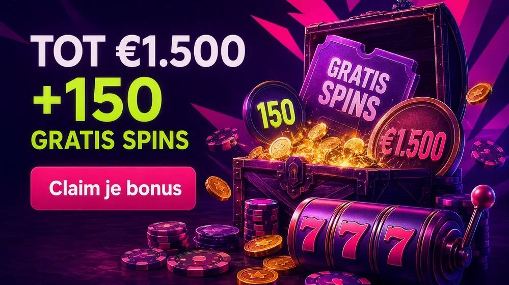 Welkomstbonus pakket met munten bonuschips en gratis spins symbolen