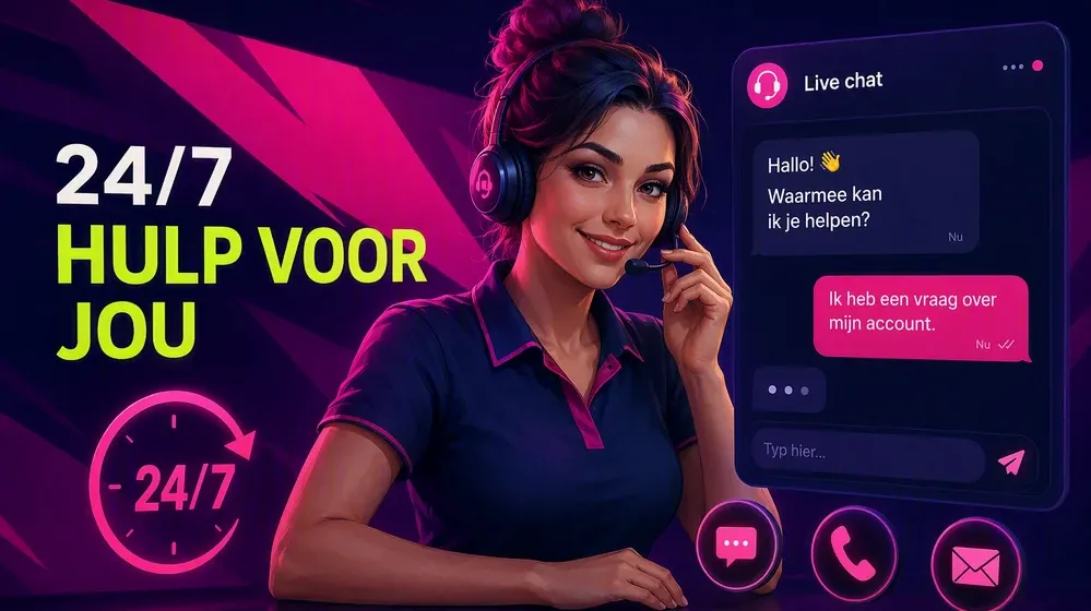 headset met live chatvenster en 24/7 tijdsicoon